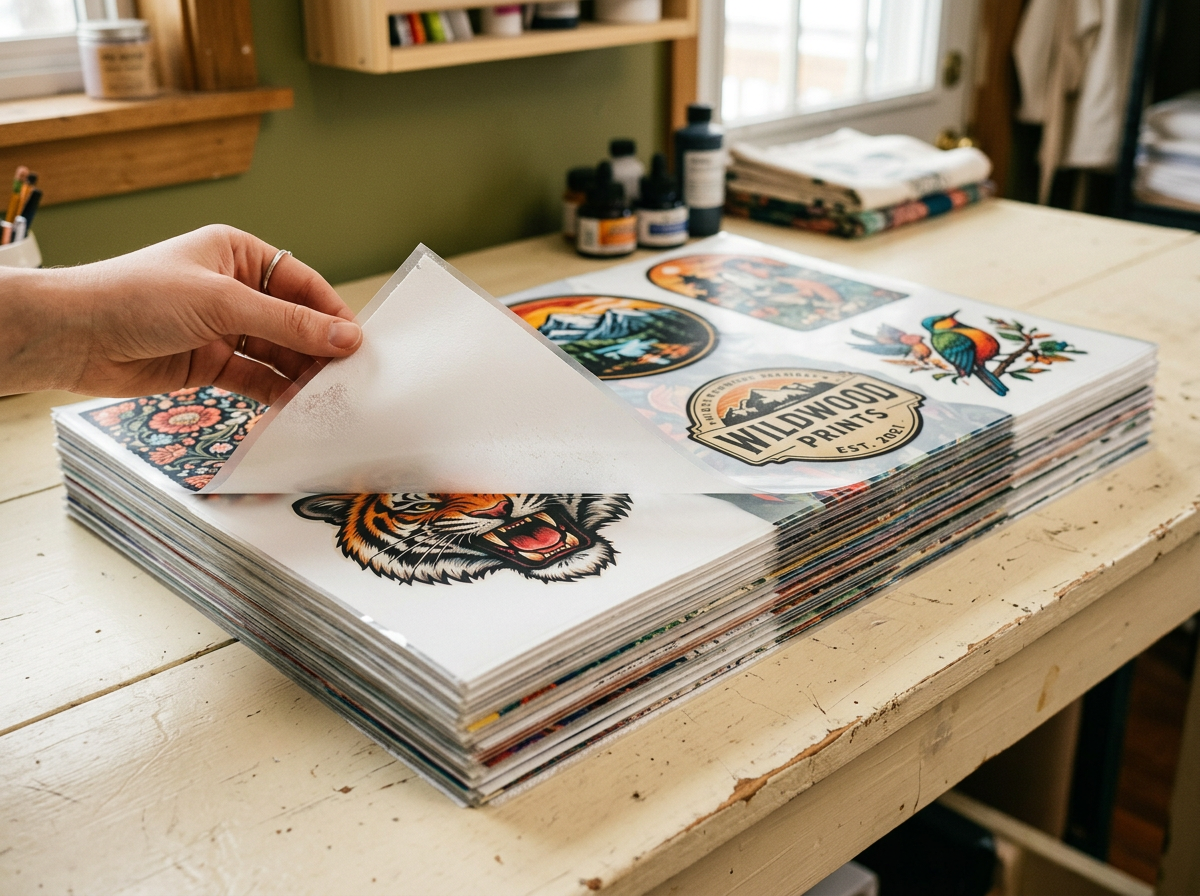 Stack of DTF transfer sheets