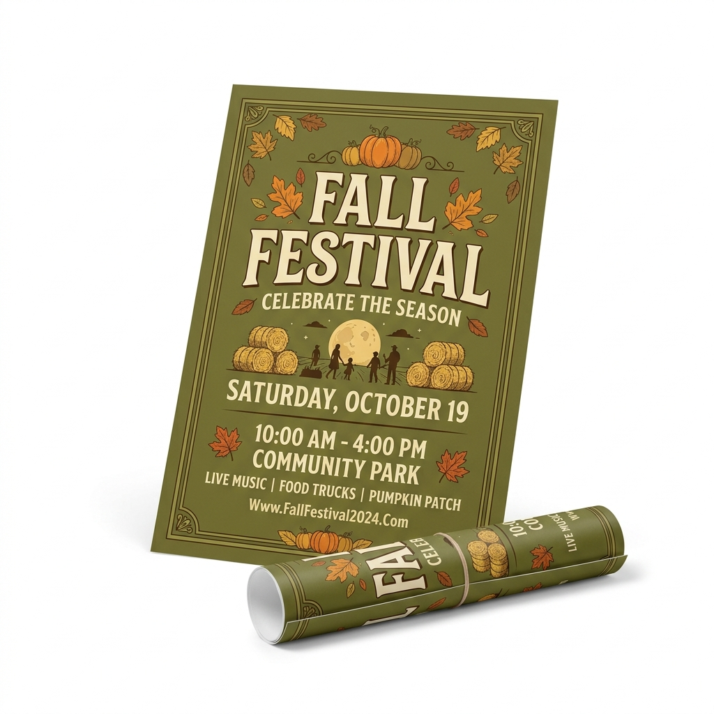 FALL FESTIVAL event poster with rolled poster