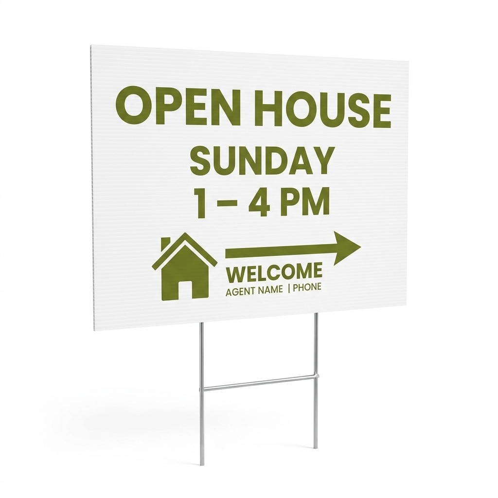 OPEN HOUSE yard sign on H-stake